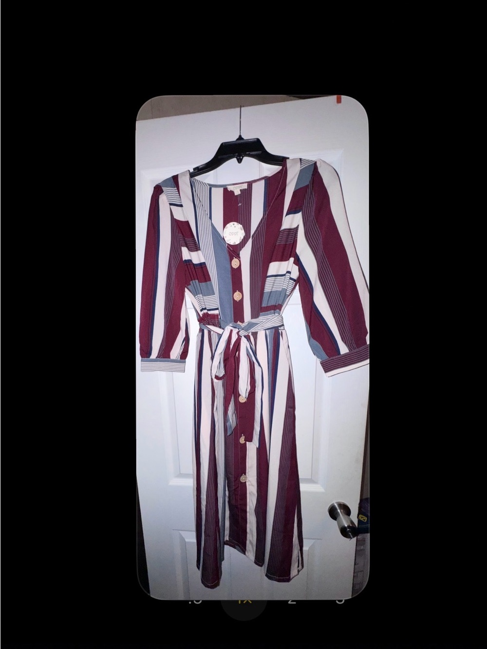 ODDY Burgundy, Navy & Cream Striped Top